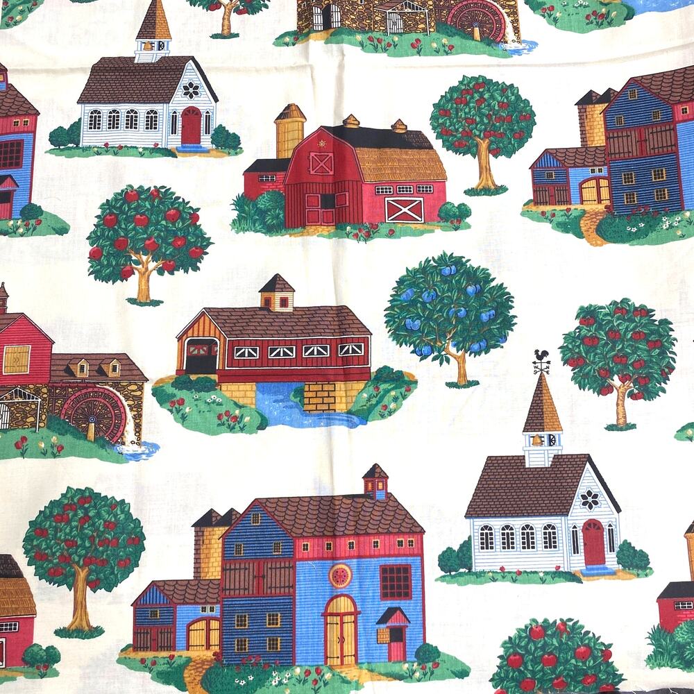 Vintage Concord Fabrics Farmhouse Church Primitive Rare OOP 1 Yd Fabric